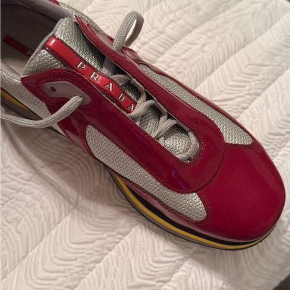 Prada Red and Silver Athletic Shoes - Picture 1 of 7